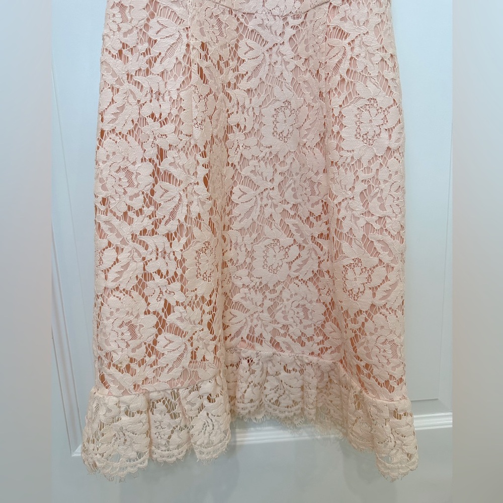 Revolve Aijek eyelash pink lace mini dress keyhole back - Picture 4 of 16